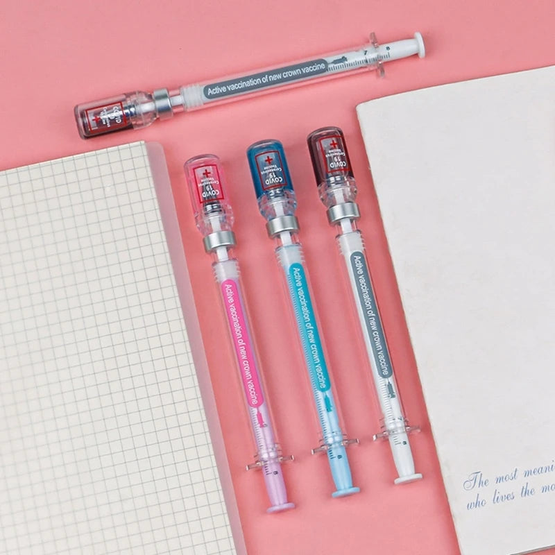Syringe Ballpoint Pens Syringe Pen with Cap Novelty Pen for Student School Supplies K1KF Quake