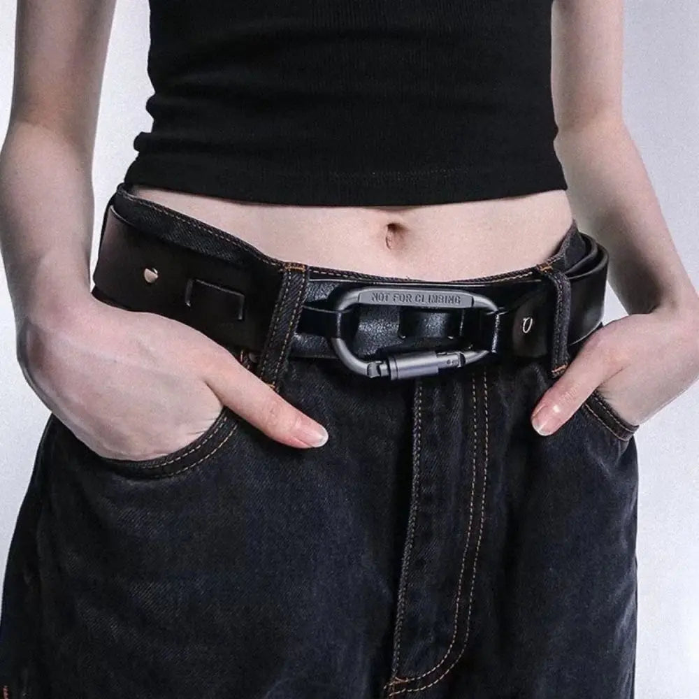 Fashion Pin Buckle Carabiner Buckle Belt Retro Luxury Design D Shape Letter Hook Belt Adjustable Casual Waist Belt For Women Men Quake