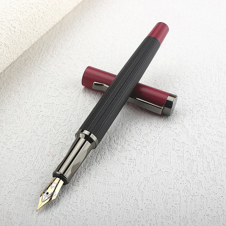 1 PCS Luxury Student Metal 5069 Fountain Pen 0.5MM Nib With Ink Converter Gray Trim Fancy Gift Calligraphy Writing Pen Quake 5069-2 0.5MM