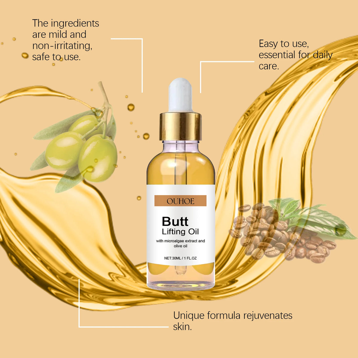 Hip Lifting Oil Buttock Lifting Oil Firming Nourishing Moisturize Tighten Shaper Bum Sexy Body Butt Massage Care Essential Oil Quake