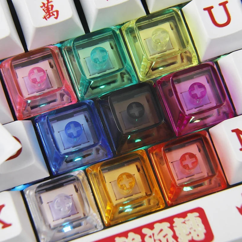 20pcs Xda2 High Transparency Keycaps,PC Material,Multi-Color Mechanical Keyboard Mx Cross Keycaps with 1pc Key Puller Quake