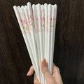 4/10 Pairs Ceramic Chopsticks-Four Seasons Floral Pattern, High Temperature Resistant, Easy to Clean, for Home & Restaurant Quake 10 pairs