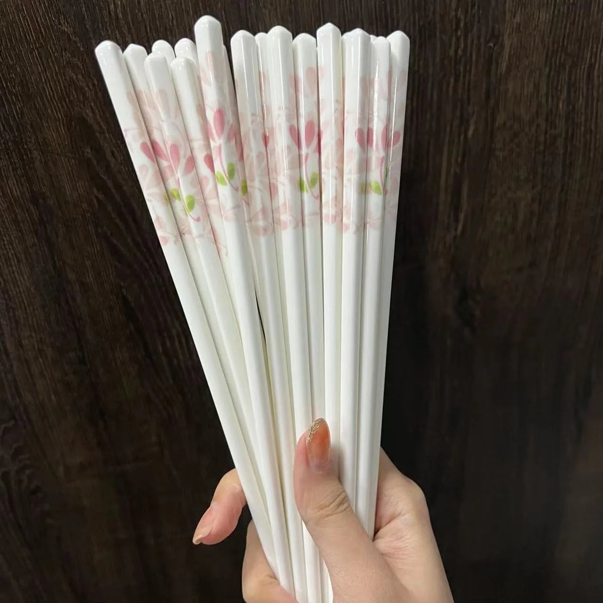 4/10 Pairs Ceramic Chopsticks-Four Seasons Floral Pattern, High Temperature Resistant, Easy to Clean, for Home & Restaurant Quake 10 pairs