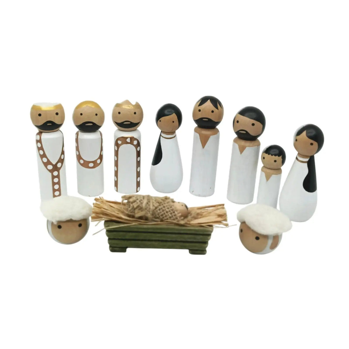 Wood Nativity Scene Figurine Set Compact Desktop Ornament Gift Jesus Birth Christmas Decoration Crafts for Desk Office Xmas Quake