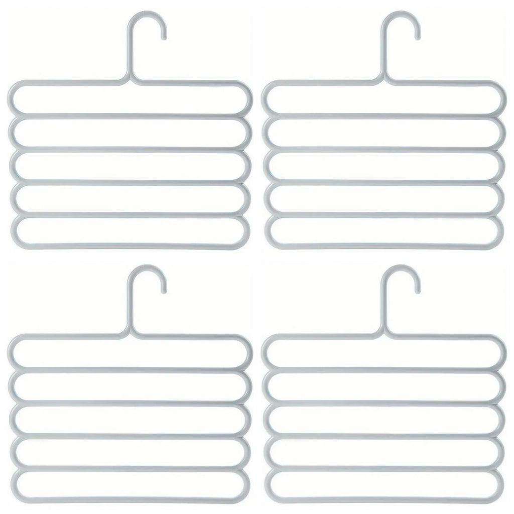 4PCS Household Multi-functional Pants Hanger Thick Non-slip Design Multi Layer Rack for Hanging Trousers Scarves in Wardrobe Quake 4PCS