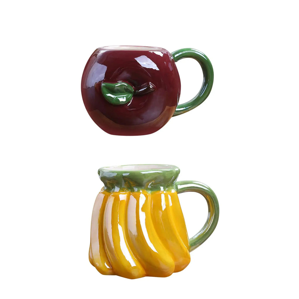 Fruit Shape Ceramic Coffee Mug Funny 3D Fruit Cup for Coffee Water Beverage Quake
