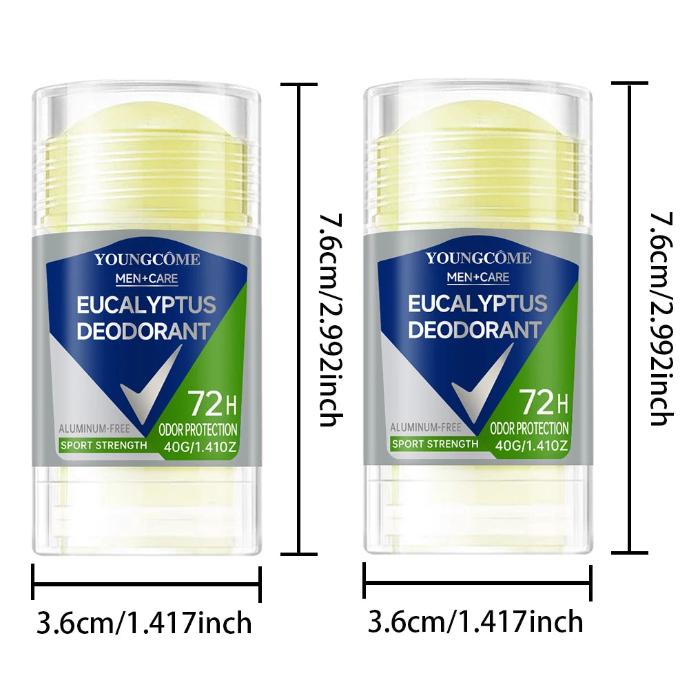 Men's Deodorant Stick Anti Sweating Keep Drying Lasting Fragrance Remove Armpit Odor Underarm Refresh Sticks Fade Body Odor Quake 2PCS