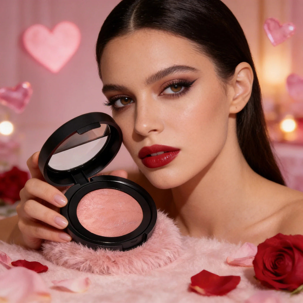Korean Style Single Color Baking Blush Sculpting Face Powder Shimmer Pearl Glow Valentine's Day Gift for Women Makeup Quake