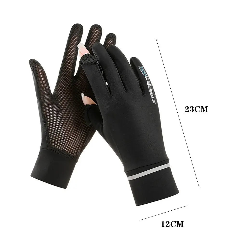 Women Female Thin Sunscreen Anti-UV Gloves Mittens Ice Silk Gloves Sun Protection Gloves Quake
