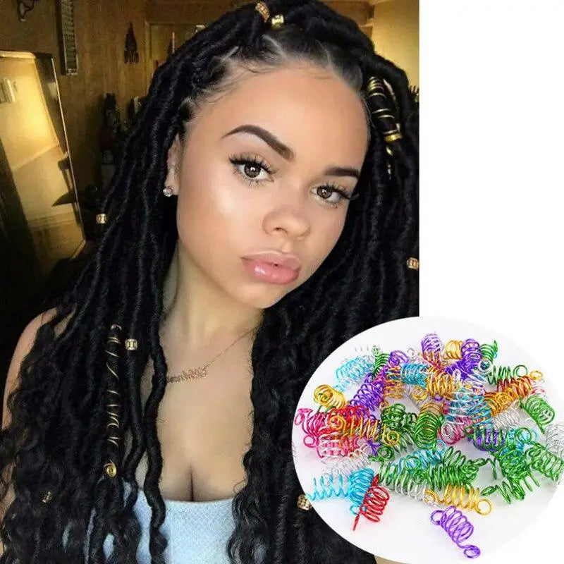 Metal Spring African Hair Rings Beads Cuffs Tubes Charms Dreadlock Dread Hair Braids Jewelry Decoration Accessories Gold Silver Quake