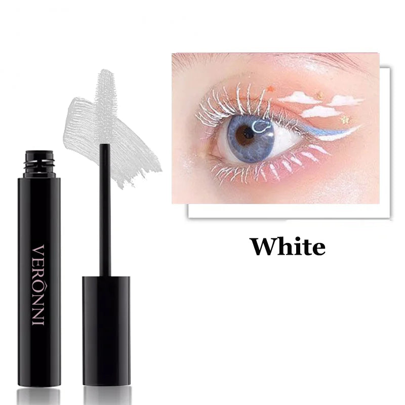 Color Mascara Eyelashes Lengthening Mascara 4D Silk Fiber Waterproof Curling Mascara Black Eyelashes Extension Make Up Cosmetics Quake White 02