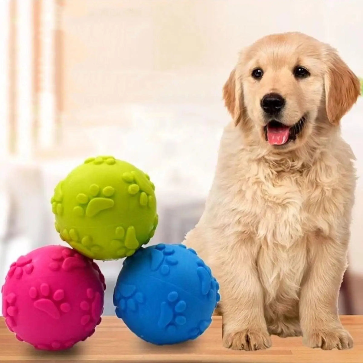 Puppy Chew Ball Squeaky Bouncy Pet Teething Toy for Home Garden Park Living Room Bedroom Garage Farmhouse Poolside Quake