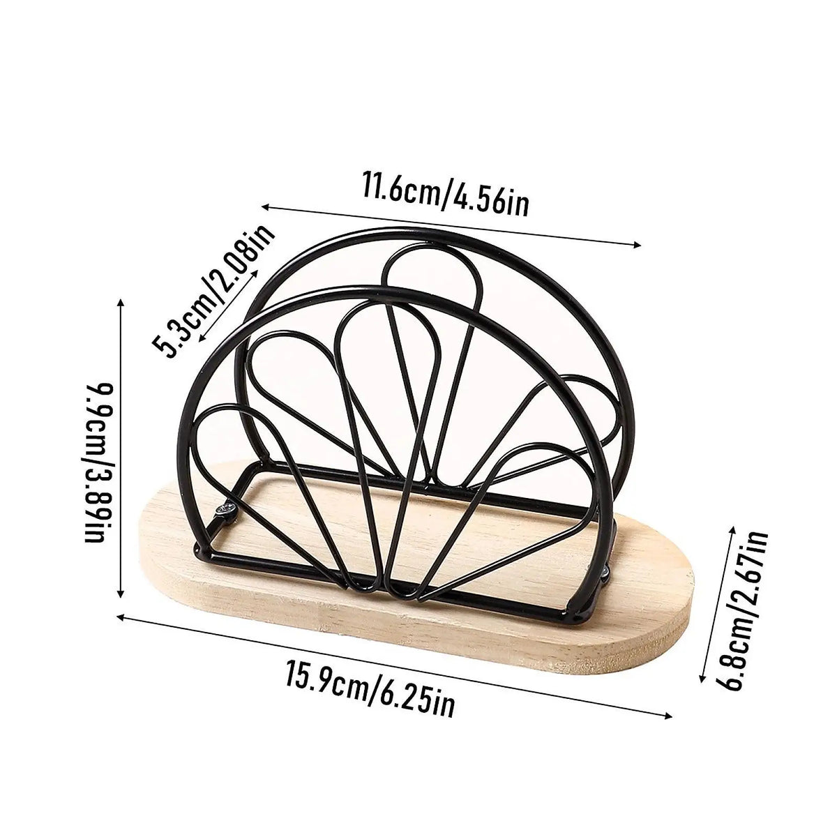 Iron Wood Napkin Holder Stand Polished Finish Freestanding Paper Tissue Organizer Table Napkin Stand for Office Kitchen Cafe Quake