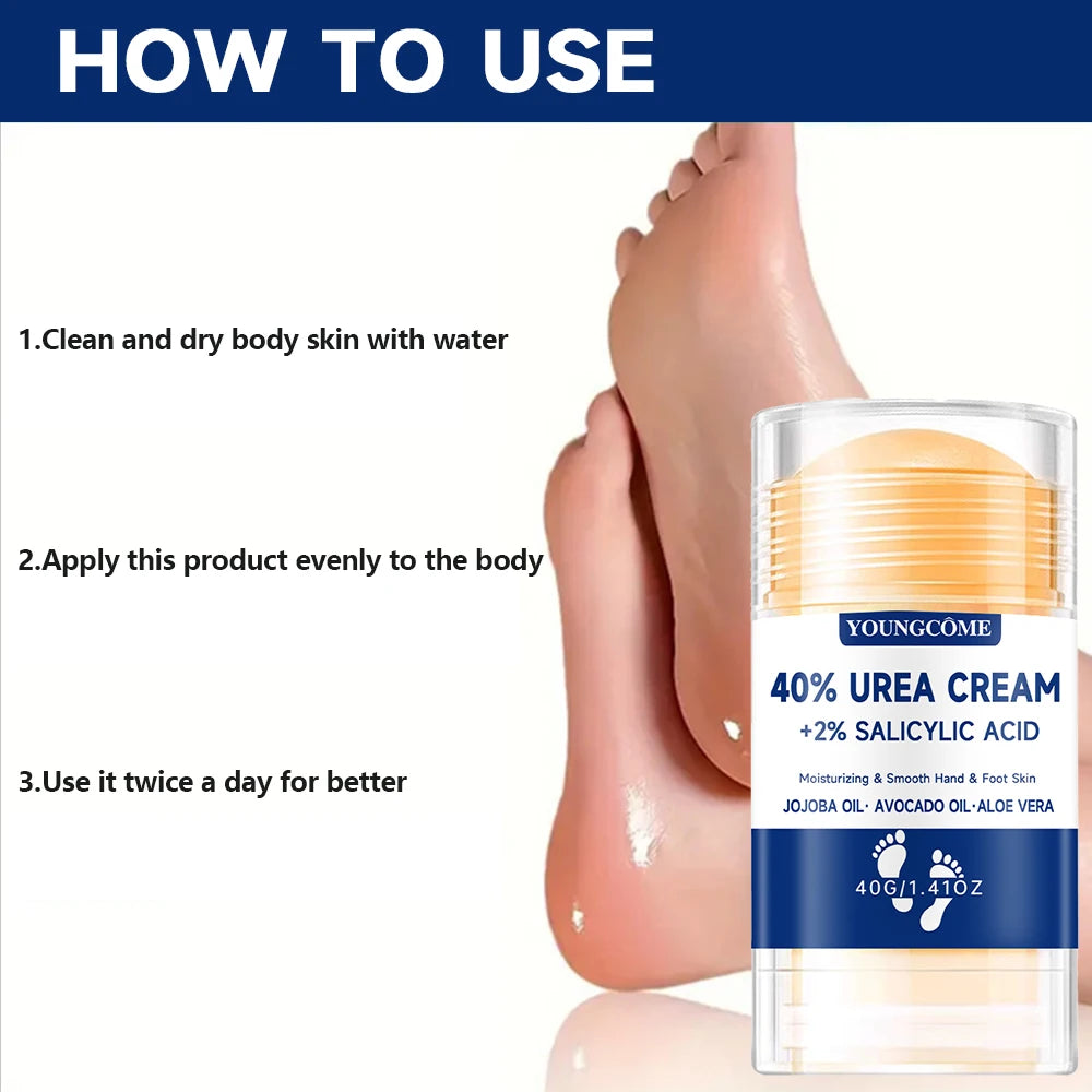 40% Urea Foot Cream +2% Salicylic Acid Moisturizing & Exfoliating, Cracked Heel Repair, Deep Hydration for Dry Feet Long protect Quake