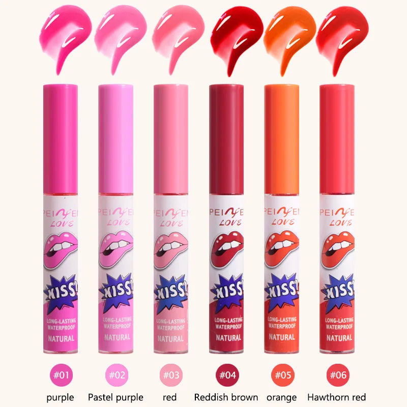 Amazing Tear Off Lip Gloss Liquid Red Lipstick Does Not Fade or Long-lasting Waterproofcup Set Box Tear Off Lip Mask Cosmetic Quake 6 pcs