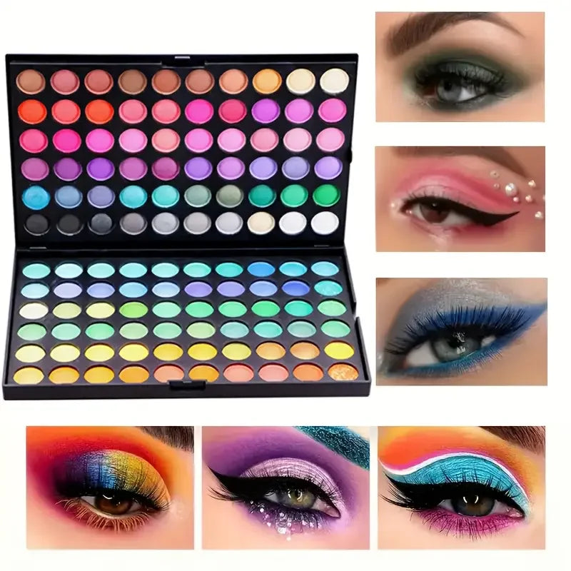 120 Color Eyeshadow Palette with Matte and Shimmer Effects Nude Warm Tones for Parties, Events and Professional Makeup Artistry Quake