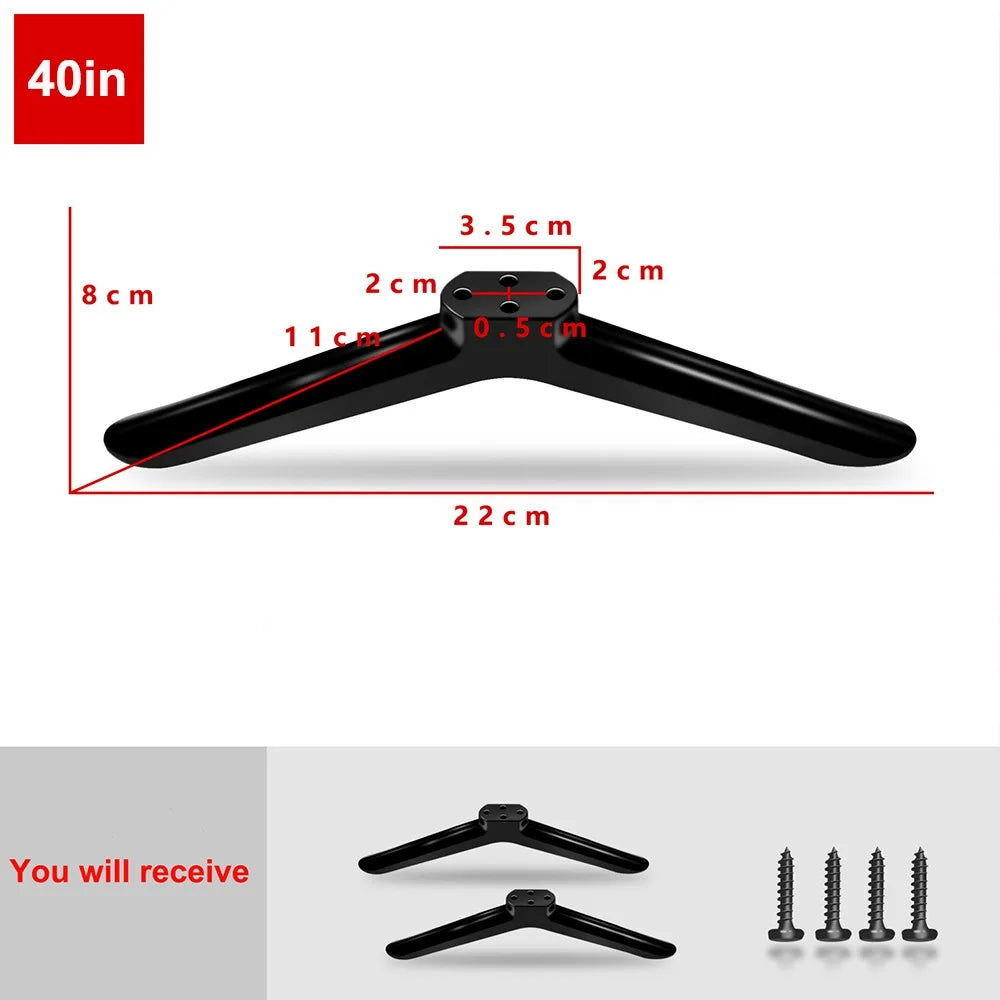 New Universal TV Base Stand Legs With Screws Black Television Tabletop Foot Pedestal Feet Bracket Living Room Quake 40in