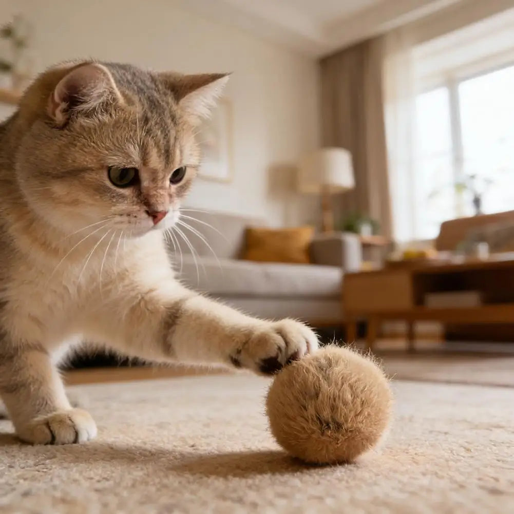 Premium Cat Enrichment Set: 6 Durable Rabbit Fur Balls With Dual Herbal Infusion For Sensory Stimulation And Solo Hunting Fun Quake