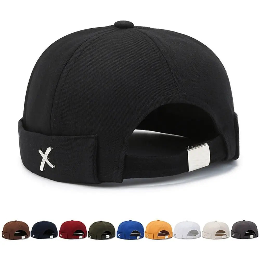 Vintage Washed Style Brimless Docker Cap Solid Color Cotton Vintage Dome Hat Adjustable Brimless Hat Boy Girls Quake