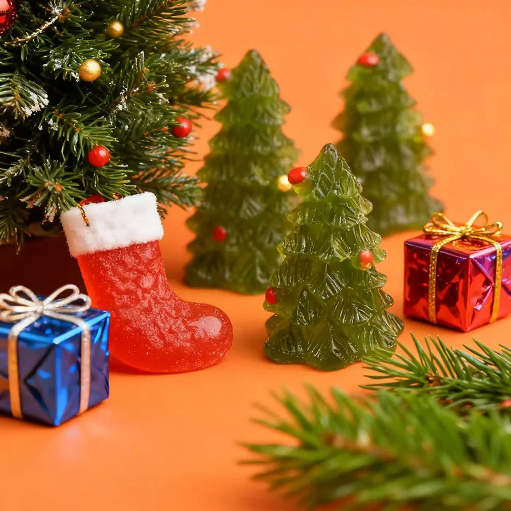 20Pcs Resin Fairy Garden Decor Craft Cabochon Change Color Christmas Tree Miniature Figurines DIY Dollhouse Desk Home Decoration Quake