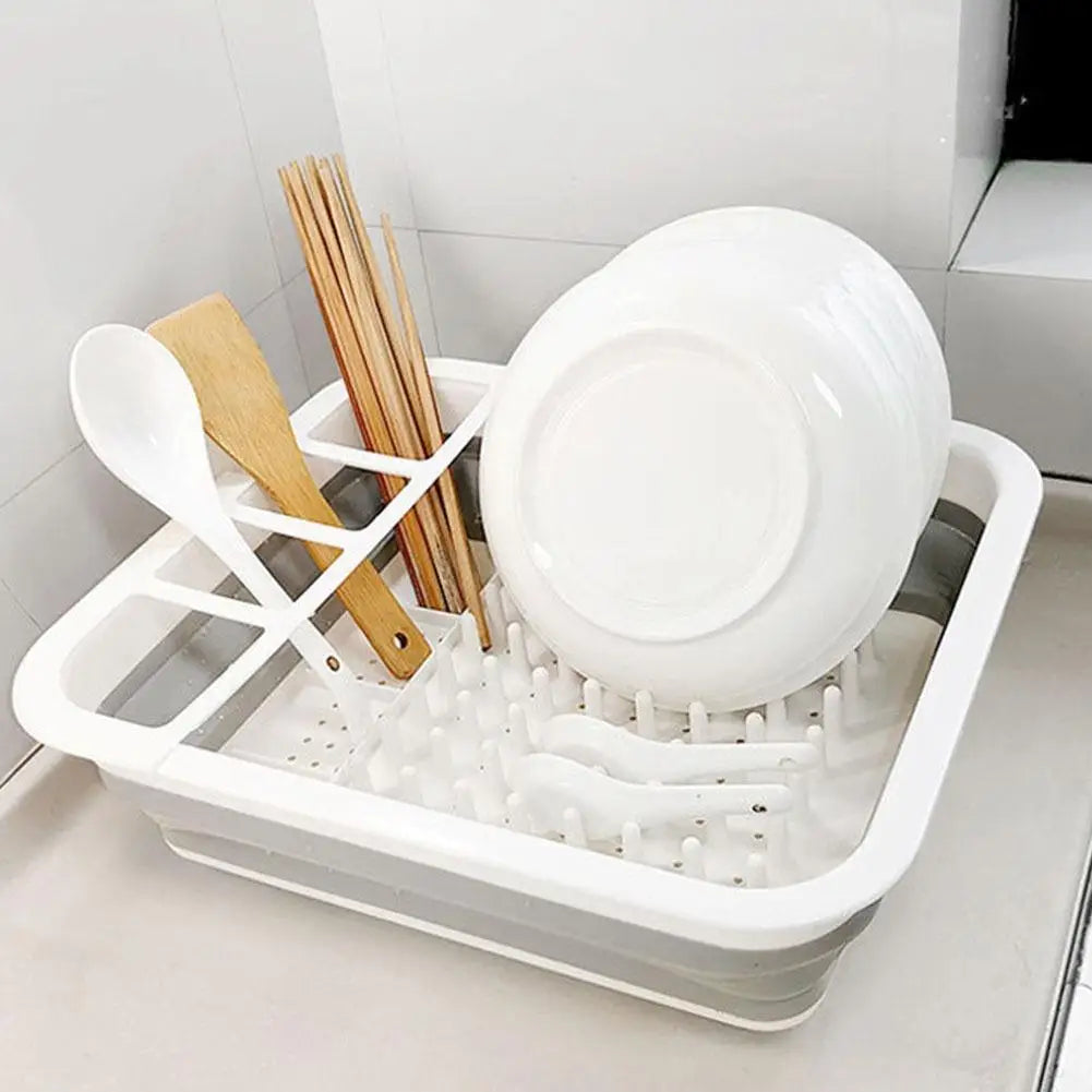 Foldable Dish Rack Kitchen Drain Rack Space Saving Cutlery Storage PP TPR Material Multifunction Sink Organizer Drying Rack Quake