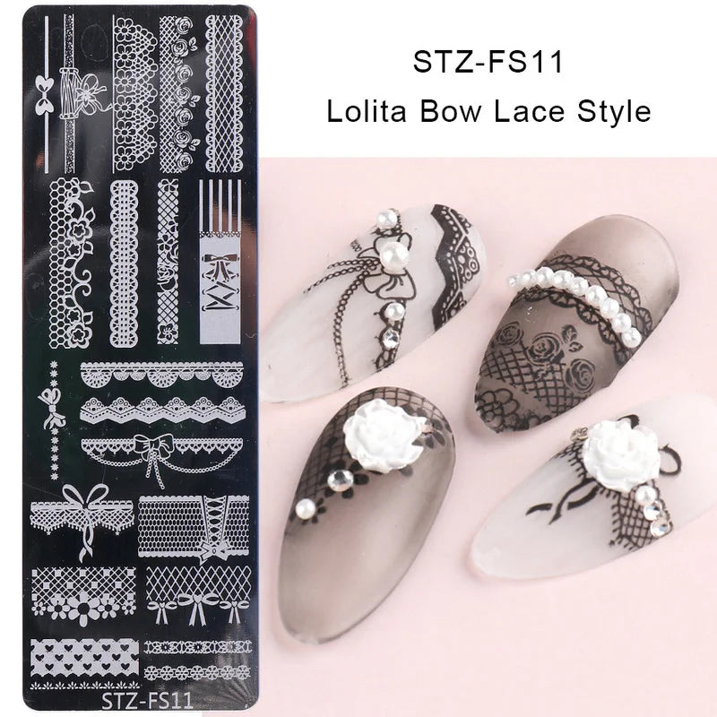 New Nail Stamping Plates Nail Art Transfer Templates Spring Flower Snake Pattern Image Geometric Rhombus Printing Templates Quake