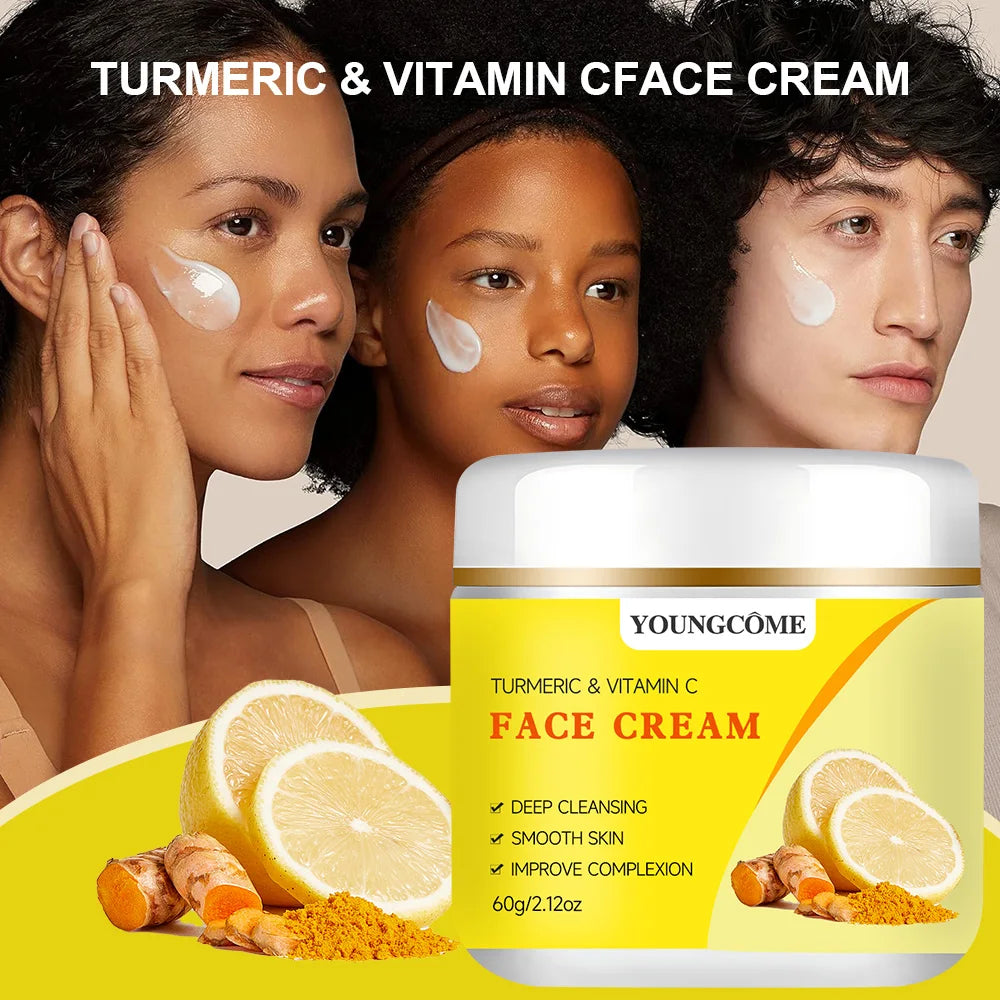 YOUNGCOME Turmeric+Vitamin C Moisturizing&Firming face cream，Skin feels，Skin looks visiblyyounger，Repairs dry skin Quake