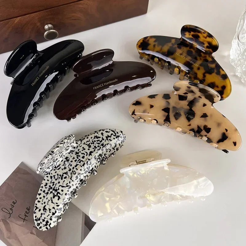 Acrylic Leopard Print Hair Claw Women Female Fashion Hair Clip Camp Hairpin Hair Style Accessories Crab Clamp Barrette Headwear Quake