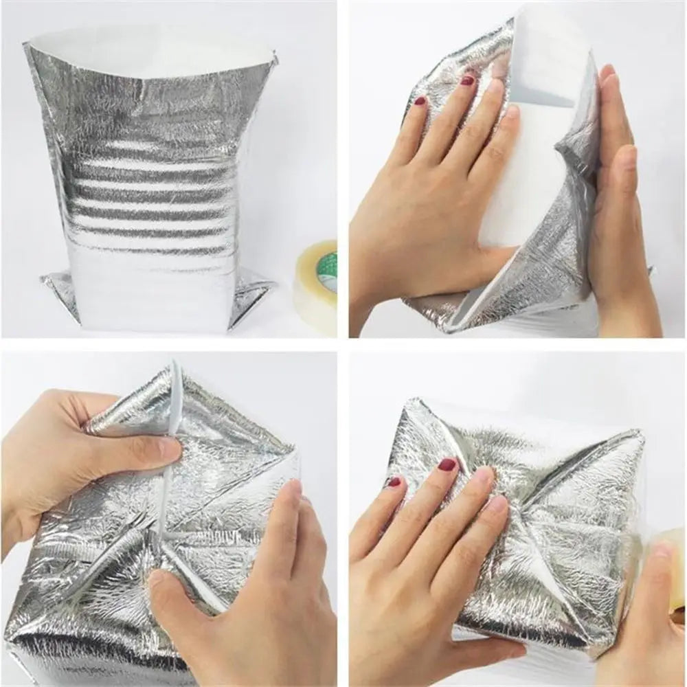 50Pcs/Pack Ice Cold Warm Aluminum Foil Bag Delivery Carrier Food Thermal Insulation Bag Drink Storage Packing Cooler Bag Quake