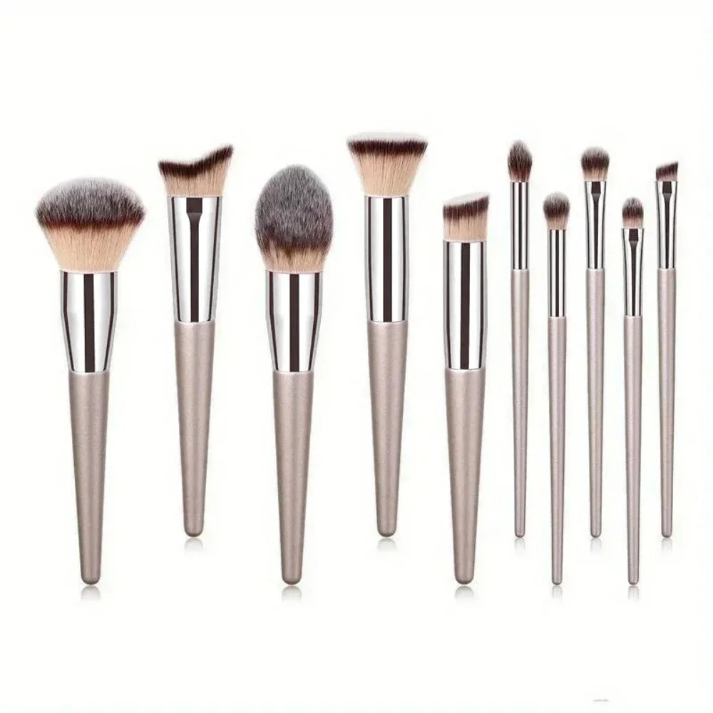 10 Makeup Brush Set Professional Foundation Concealer Powder Eyeshadow Blush Brush Blending Cosmetic Beauty Tool for Face & Eye Quake