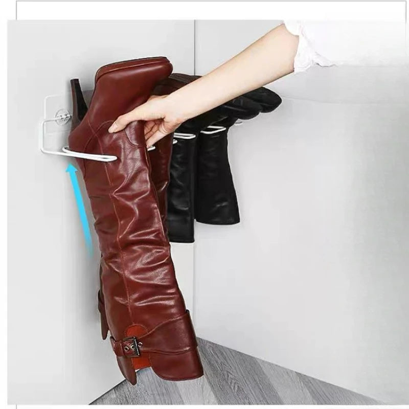 1PC Wall Mounted No Drilling Boot Storage Rack Behind Door Dustproof Holder for Knee High Boots Rain Boots Wellingtons Quake