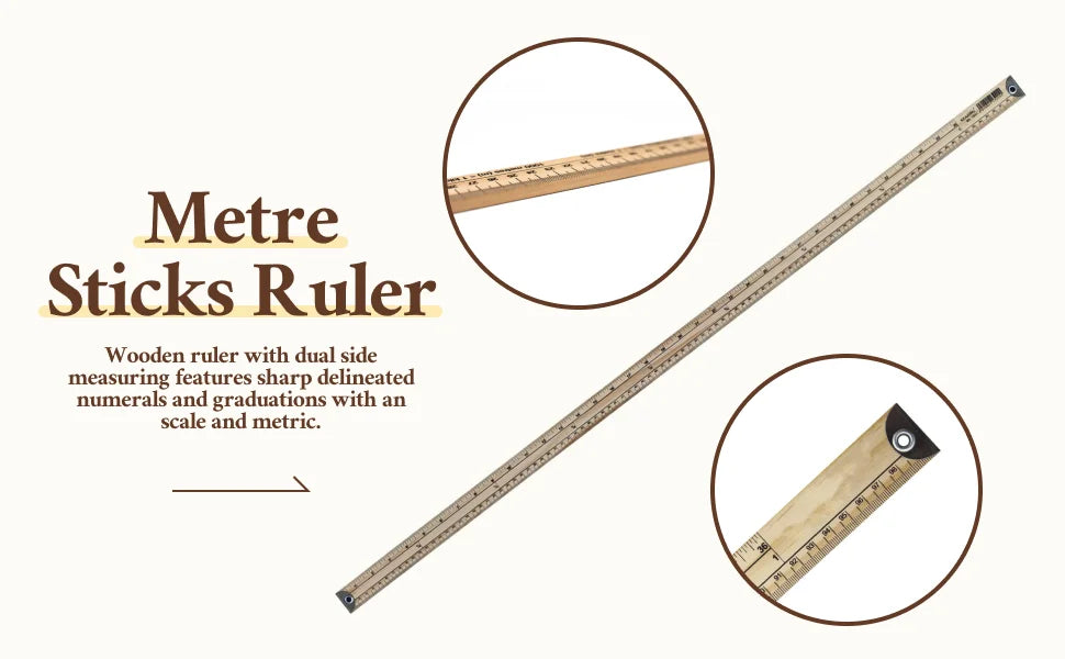 Meter Stick Ruler Wooden 1M Gadget Multifunction Dressmaking Sturdy Clothing DIY Portable Straight for School Teaching Quake