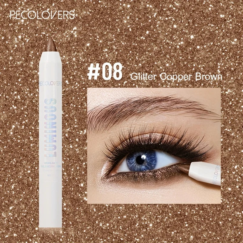 Waterproof Eyeshadow Stick with 9 Pearlescent Shades: Metallic Glitter, Long-Lasting for Bold or Natural Eye Makeup Quake 08