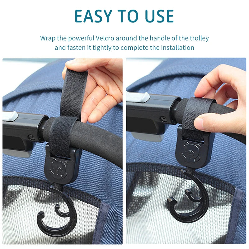 1Pair Stroller Accessories Baby Pram Hooks Rotate 360 Degree Stroller Carriage Storage Bag Hooks Universal Hanger Quake