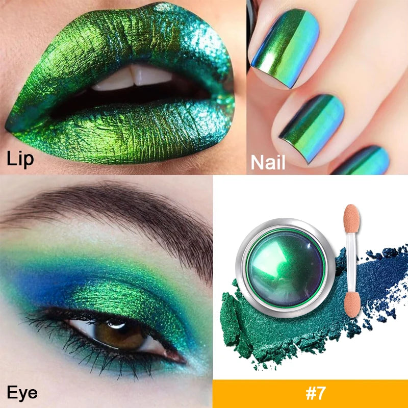 High-Pigmented MultiChrome Eyeshadow Powder MultiChrome Shifting Pigments Duochrome Chameleon Eyeshadow Infinite Chrome Powder Quake