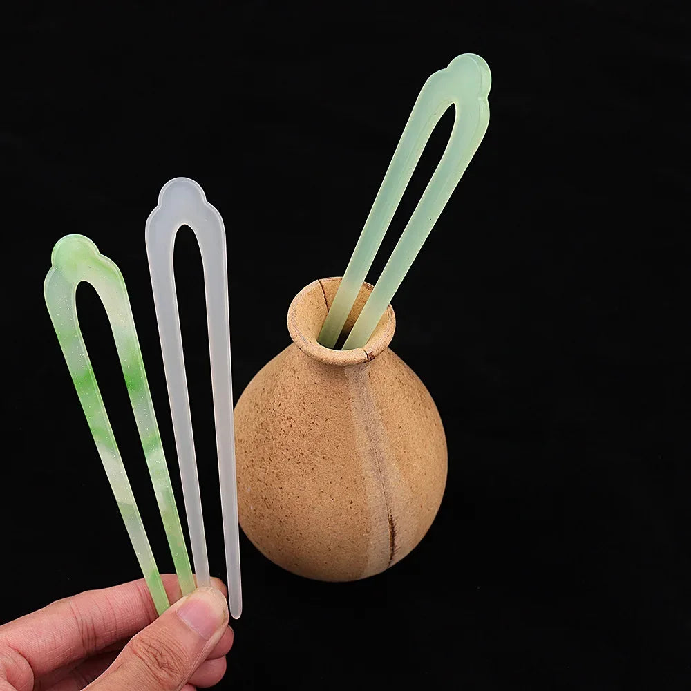 Simple Transparent Hairpin Chopstick Vintage Elegant Hair Stick Ancient Style Ornament Pan Hair Headdress Hair Style Accessories Quake