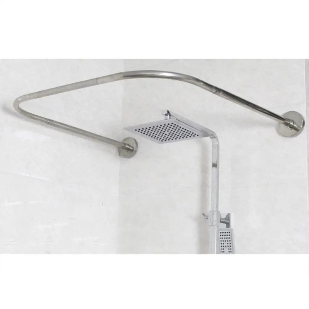 Stainless Steel Folding Shower Curtain Rod Ceiling Mounted Extendable Bar for Bathrooms and Float Windows Quake