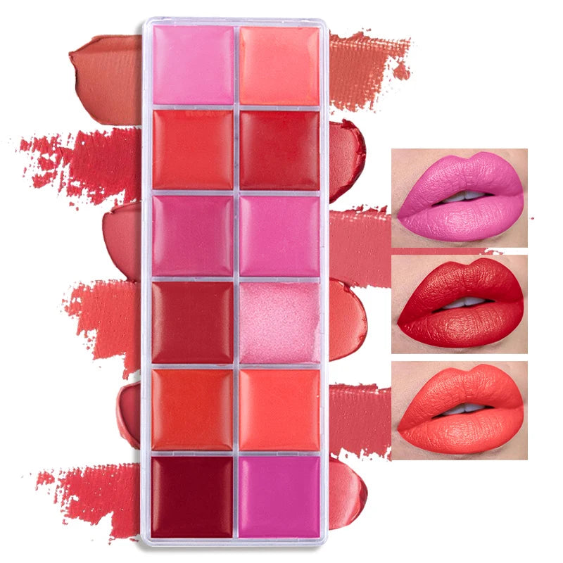 12 Colors Women Moisturizing Long Lasting Lip Gloss Palette Girls Nude Cosmetic Makeup Lip Tools Lipstick Female Quake