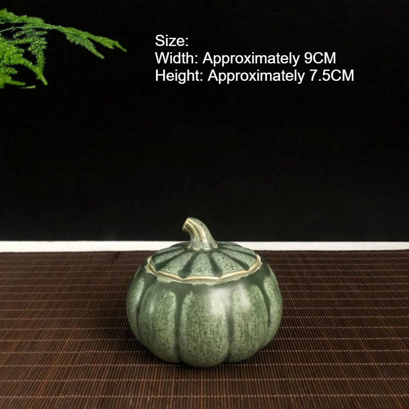 Pumpkin Shaped Ceramic Smokeless Aromatherapy Candle Home Indoor Romantic Fragrance Long Lasting Calming Effect Quake green