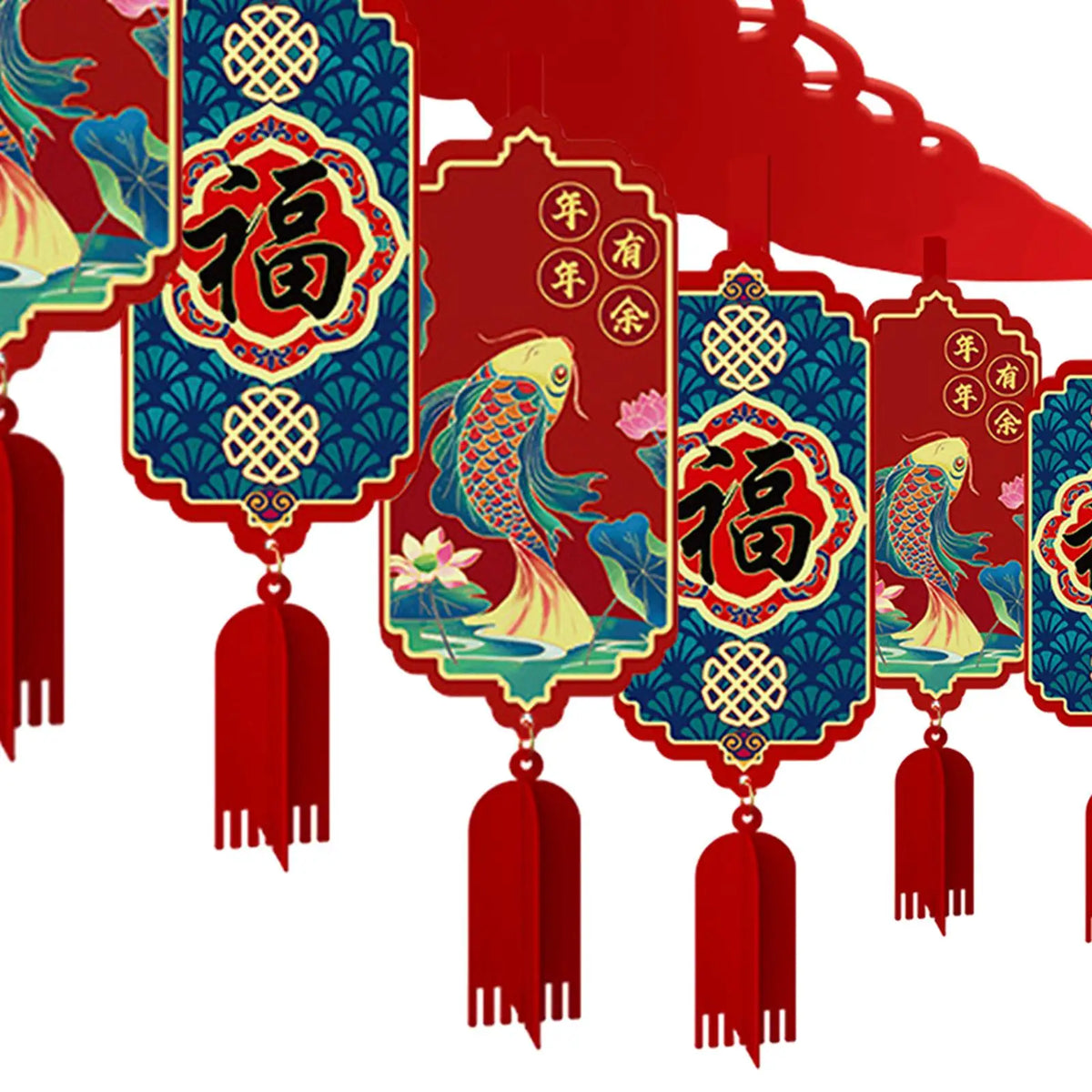 Chinese Dragon Year Garland Lunar New Year Ornament Pendant Tassel Decorative Room Ceiling Garland for Indoor Outdoor Sturdy Quake