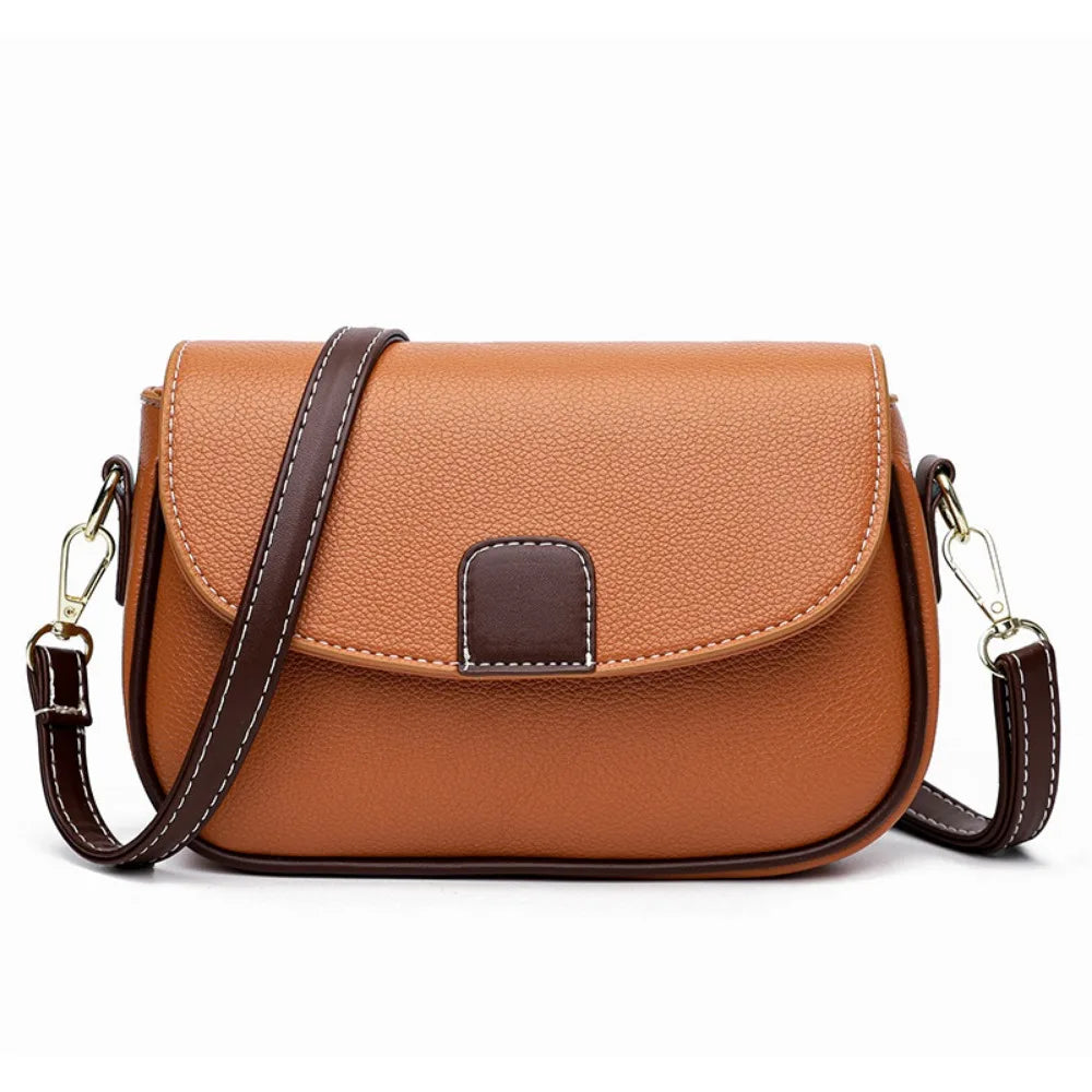 Brand Design PU Leather Handbags Women Fashion Simple Crossbody Bags Ladies Luxury Advanced Sense Shoulder Bag Quake orange