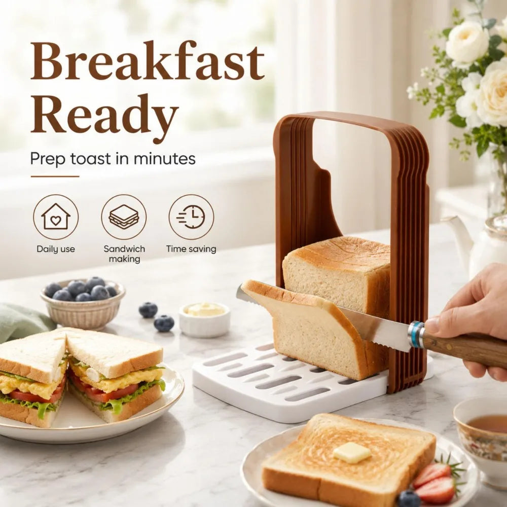 Foldable Toast Slicer Non-stick Bread Cutter Tool Food-grade Plastic Bread Cutting Guide Tools for Homemade Bread Kitchen Baking Quake