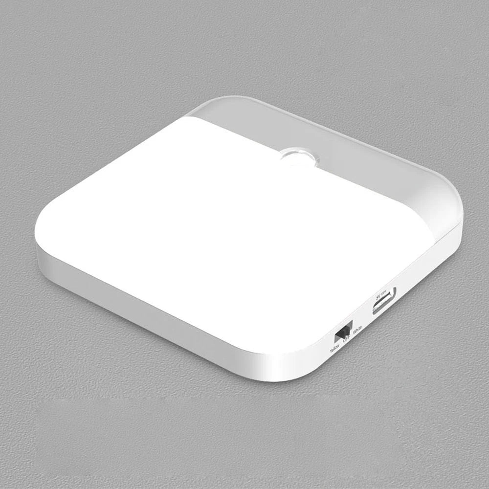 Motion Sensor Light Led Usb TYPE-C Charging Square Lamp for Bedroom Kitchen Stair Hallway Wardrobe Cupboard Lighting Night Light Quake Cold White