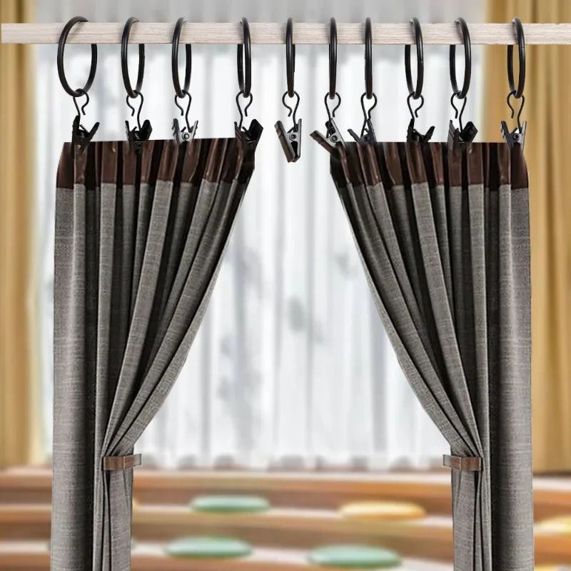 10PCS Curtain Rings Clips Metal Decorative Rustproof Drapery Window Curtain Hanging Ring Hook Hanging Clothes Cap Clip 25/32mm Quake
