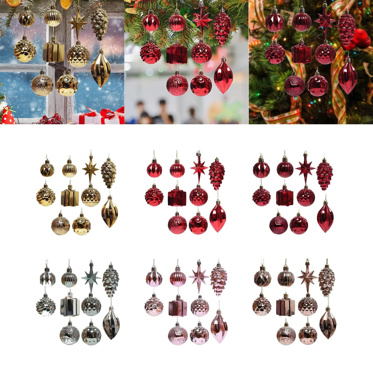 10 Pieces Christmas Tree Ball Ornaments Hanging Shatterproof Xmas Small Pendants for Celebration Birthday Party Decorations Home Quake