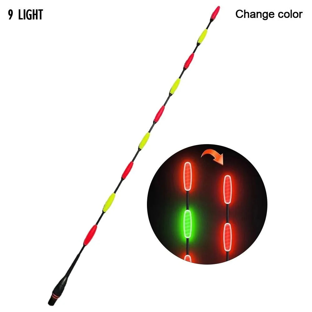 1pc Super Bright LED Fishing Smart Float Top Ultra Sensitive Induction Electronic Floats Buoy Bite hook color change Luminous Quake -9 Light-Colorfast