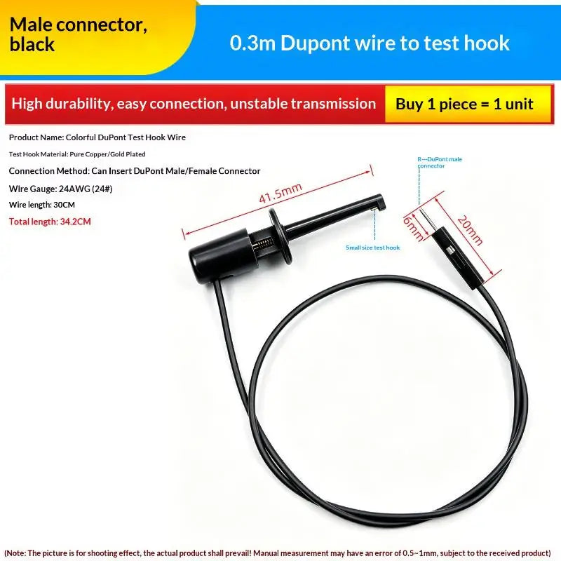 1Pcs Electrical Test Hooks With Male Female Connector Wire Transistor Tester Probe Clip For Multimeter Instrumentation Quake F