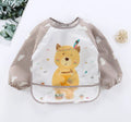 Apron Pocket Infan Baby Long Sleeve Scarf Waterproof Toddler Art Smock Feeding Bibt Boys Girls Burp Cloth Banana Bibs for1-3Year Quake B31 Sleeveless Bear 0-3Years