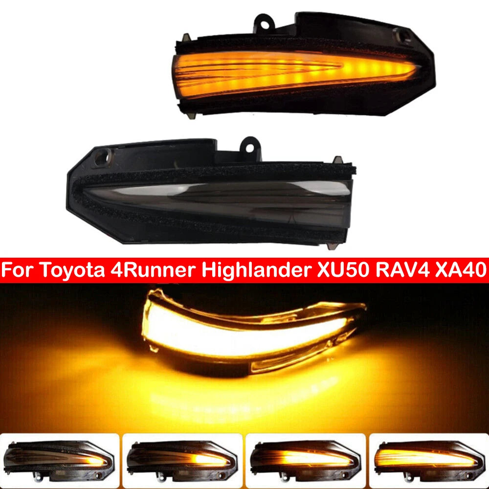 For Toyota 4Runner Highlander XU50 RAV4 XA40 Car Dynamic LED Turn Signal Light Side Mirror Sequential Parking Lamp Blinker Auto Quake Default Title