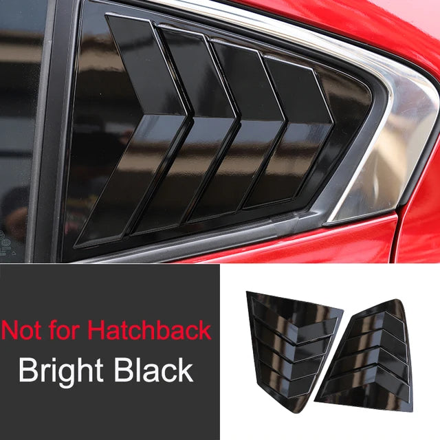 For Mazda 3 Axela Sedan 2020 2021 2022 Car Rear Louver Window Side Shutter Cover Trim Sticker Vent Scoop ABS Carbon Fiber Black Quake Gloss Black